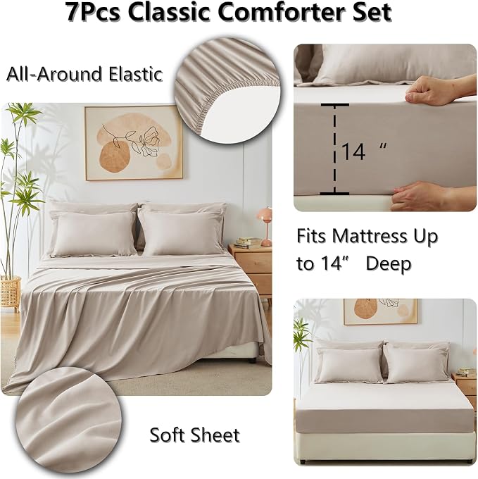CozyLux King Size Comforter Set Linen - Image 5