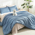 Litanika Comforters Queen Size Set Grayish Blue, 3 Pieces Lightweight Solid by Litanika