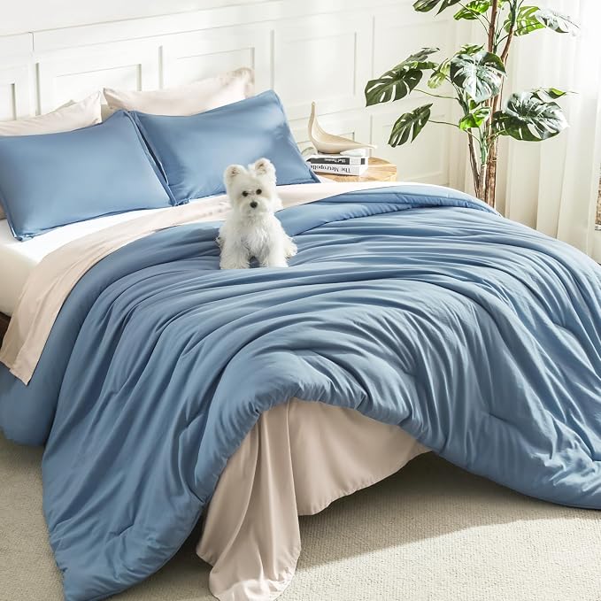 Litanika Comforters Grayish Blue Oversized Queen Size, 3 Pieces Lightweight by Litanika