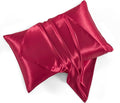 Satin Pillowcases with Zipper （20x36）, King Size Pillowcases Set of 2, Wine Red by HommxJF