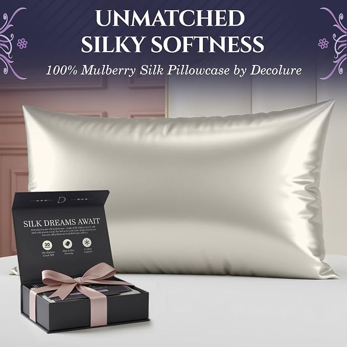 DECOLURE 100% Pure Mulberry Silk Pillow Case King Size – Highest Grade 30 Momme - Image 2