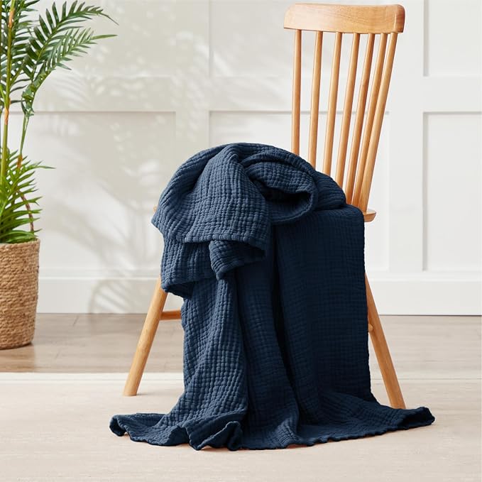 100% Cotton Muslin Blanket Twin 60" x 80", Breathable and Lightweight Cotton - Image 6