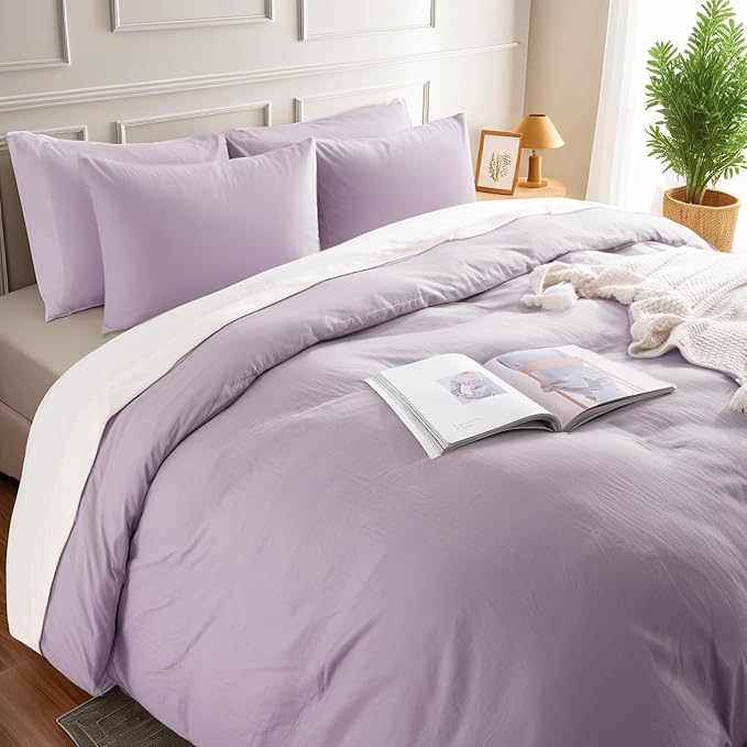 NEXHOME PRO Duvet Cover Set Queen Size Linen Feel Textured Organic Natural 100% - Image 4