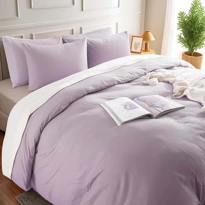 NEXHOME PRO Duvet Cover Set 100% Washed Cotton Oversized Queen 92"x98" - Image 4