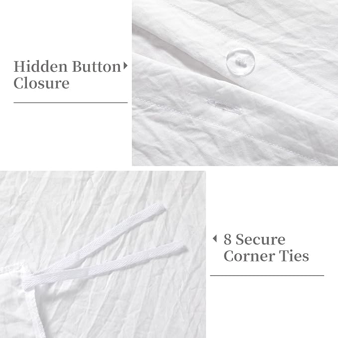 White Ruffled Duvet Cover Twin, 68x90 in - Image 4
