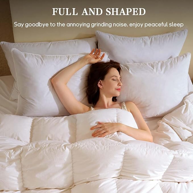 BHZ Goose Down Feather Pillows Queen Size Set of 2, Hotel Collection Bed Pillows - Image 6