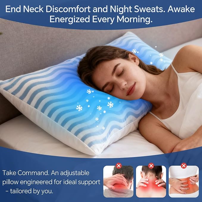 SLEEPDIARY Pillows Standard Size Set of 2 – Adjustable Shredded Memory Foam - Image 8
