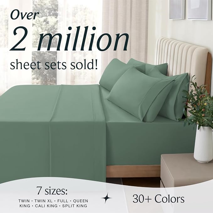LuxClub 5 PC Split King Sheet Set, Breathable Luxury Bed Sheets, Deep Pockets - Image 7