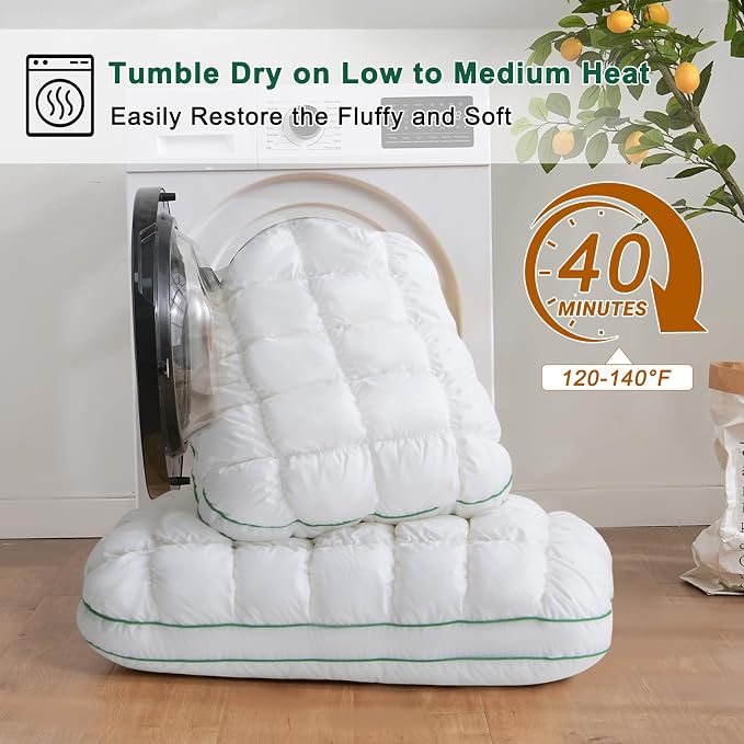 YOUR MOON Fluffy Support Bed Pillow Standard Size, Super Soft Premium - Image 8