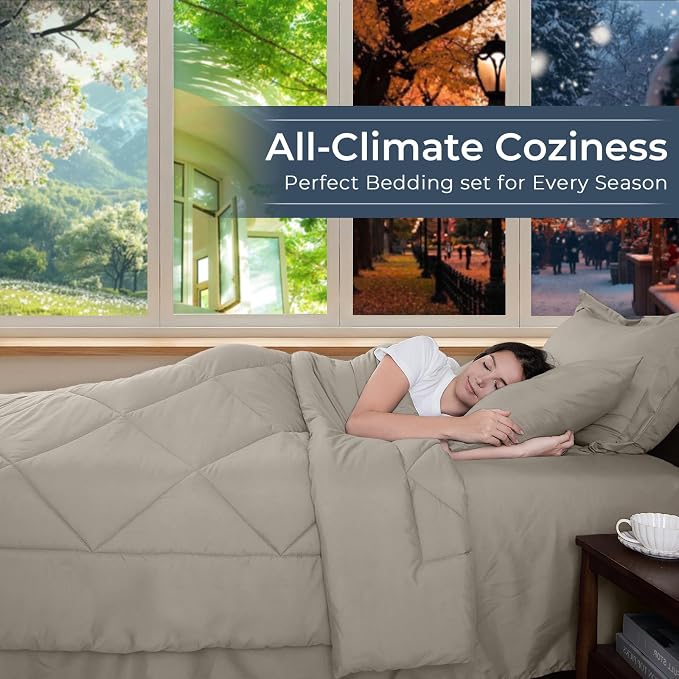 HEVUMYI Linen California King Comforter Set - Image 3