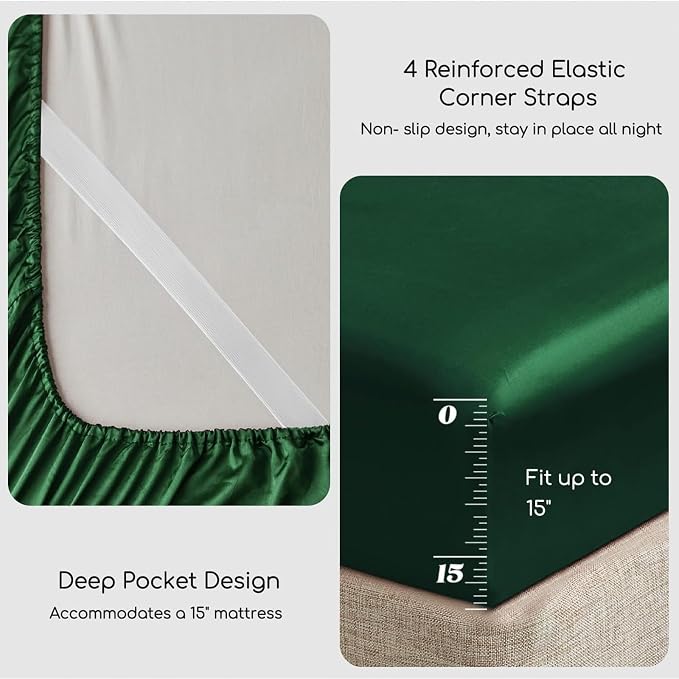 MR&HM Satin Bed Sheets, Full Size Sheets Set - Image 4