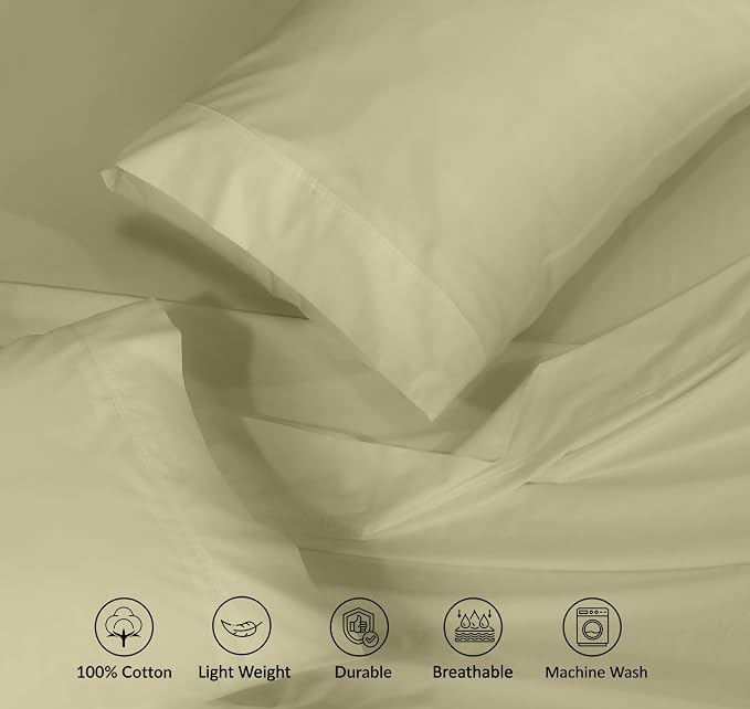 RUVANTI 100% Cotton Sheets – Full Size Percale Bedding, Cooling & Breathable - Image 4