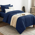 CozyLux Twin XL Comforter Set Navy Blue, 5 Pieces Bed in a Bag Twin Extra Long by CozyLux