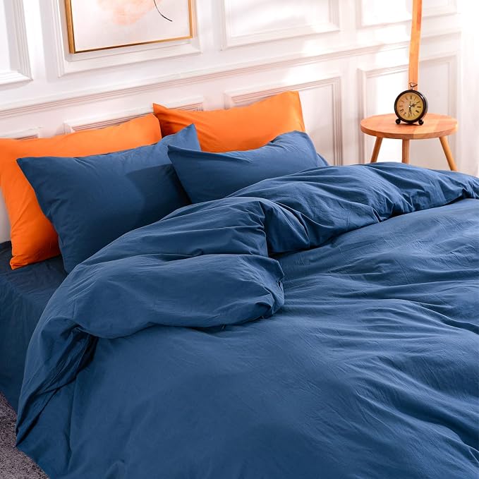 NEXHOME PRO Duvet Cover Set 100% Washed Cotton California Kingn 104"x98" - Image 3