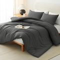 CozyLux California King Comforter Set Dark Grey, 3 Pieces Cal King Solid by CozyLux
