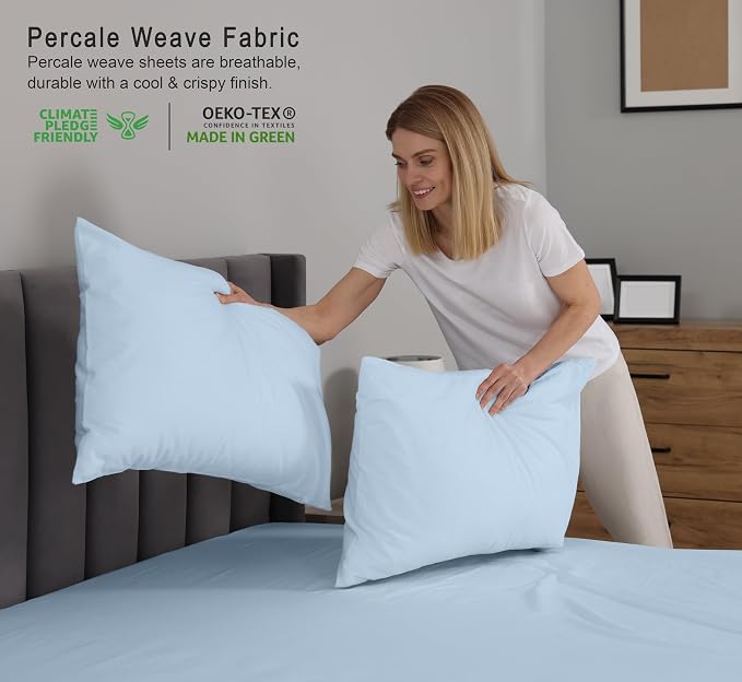 RUVANTI 100% Cotton Sheets – Split King Size Percale Bedding, Cooling & - Image 3