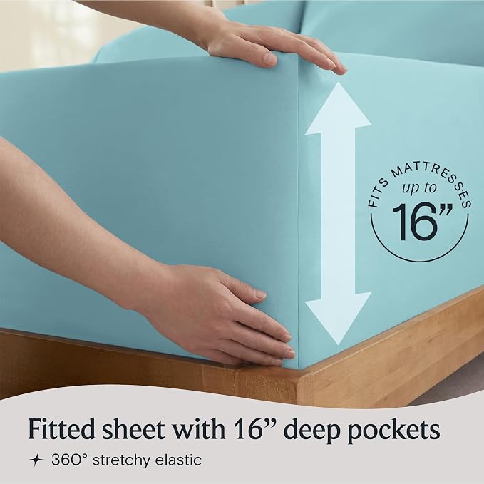 LuxClub 4 PC Full Size Sheet Set Deep Pockets 18" Wrinkle Free Cooling Sheets - Image 6