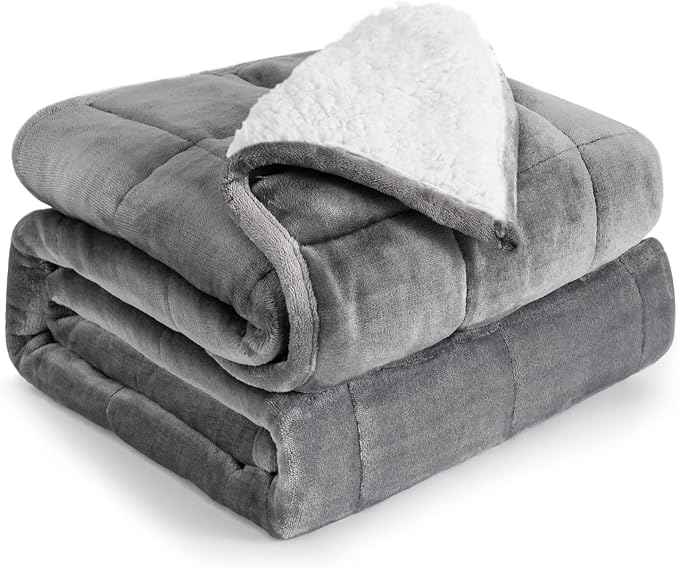 Cottonblue Sherpa Fleece Weighted Blanket 12lbs, Flannel Cozy Plush Bed Throw by Cottonblue