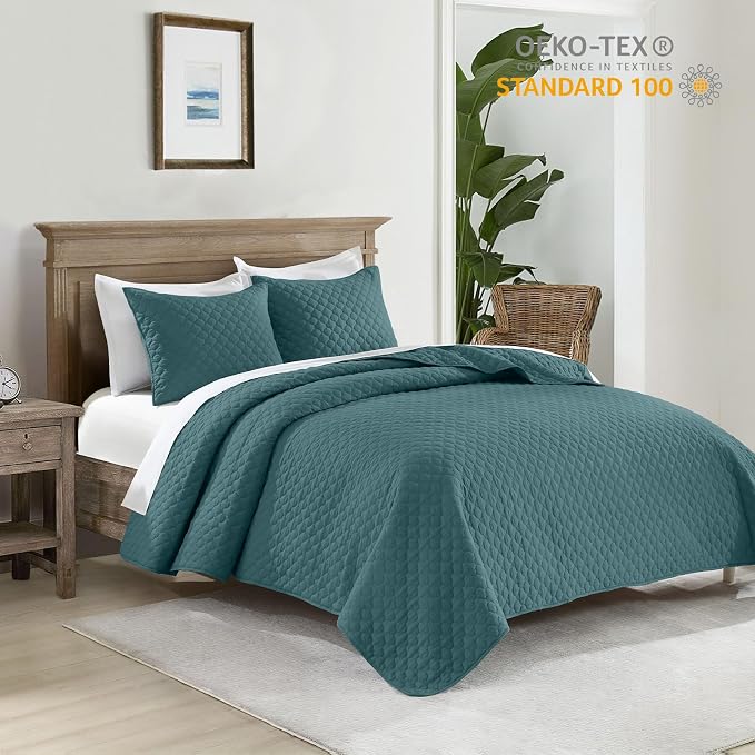 HORIMOTE HOME Quilt Queen Size Teal Blue, Lightweight Quilts - Image 2