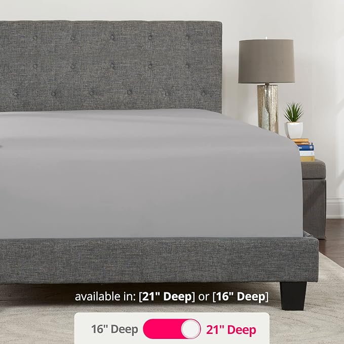 Twin Deep Pocket Fitted Sheet 21' Twin Size Perfectly Fits 17'23' Mattresses - Image 3