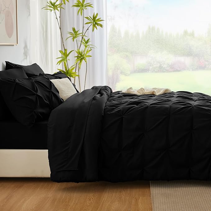 CozyLux California King Comforter Set Black - Image 9
