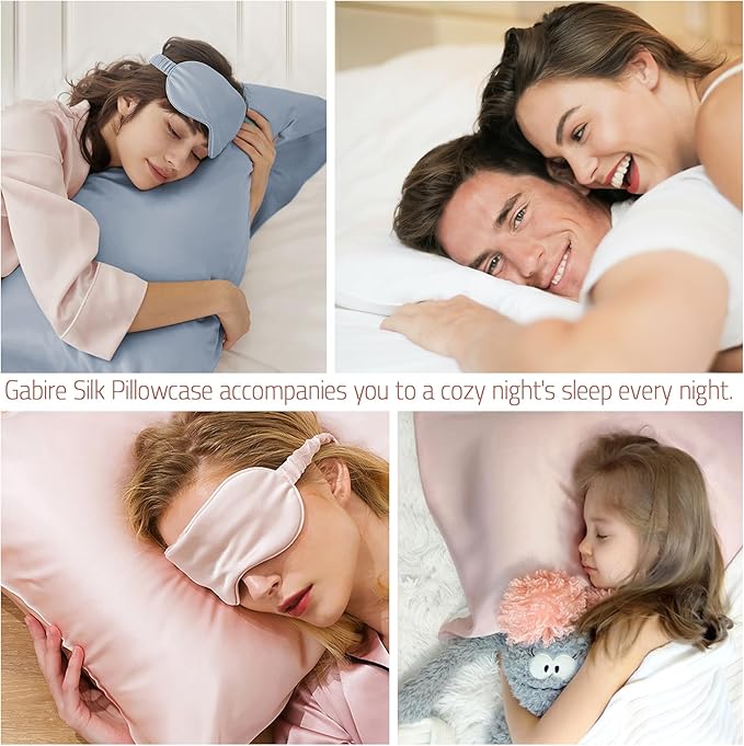 Gabire Mulberry Silk Pillowcases Set of 2, Both Sides Real Silk Pillow Cases - Image 5