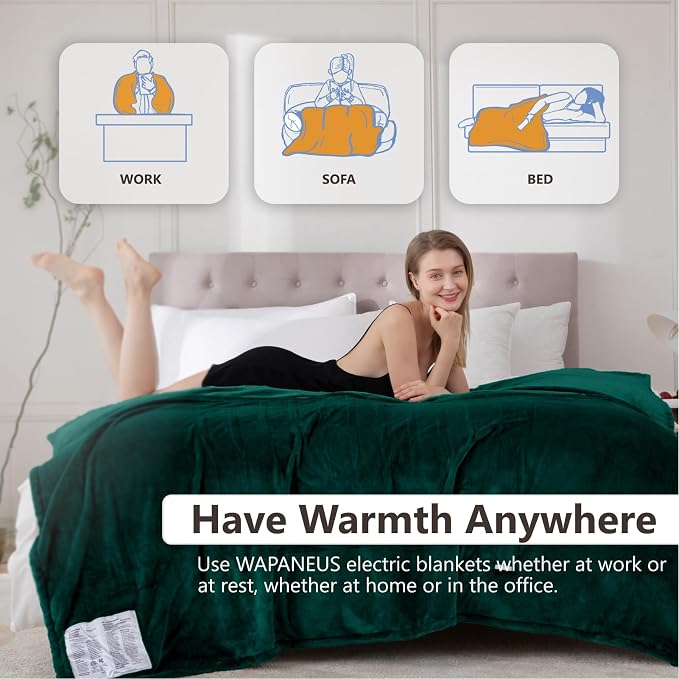 Wapaneus Heated Blanket Electric Queen Size 84"x90"-Dual Control - Image 4