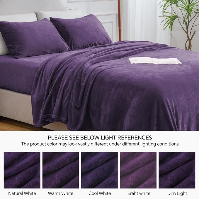 BEDELITE Flannel Sheets Queen Size Purple - Image 9
