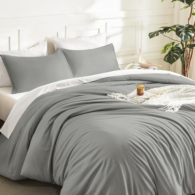 Litanika Comforters Medium Gray Queen Size, 3 Pieces Lightweight Solid Bedding - Image 5