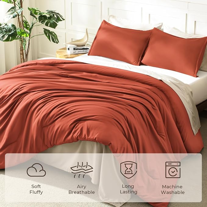 Litanika Burnt Orange California King Comforter Set - Image 3