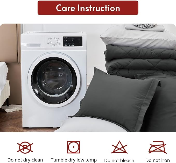 MUXHOMO 7 Pieces California King Comforter Set, Reversible Bed in a Bag Cal - Image 9