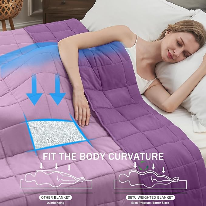 Purple Weighted Blanket for Adults 15lbs, Queen Size Cooling Heavy Throw - Image 2