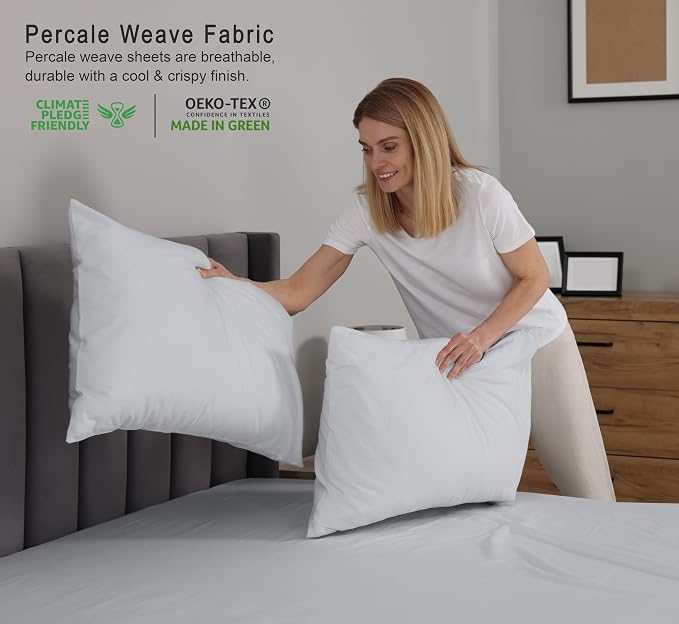 RUVANTI 100% Cotton Sheets – Twin Size Percale Bedding, Cooling & Breathable - Image 3