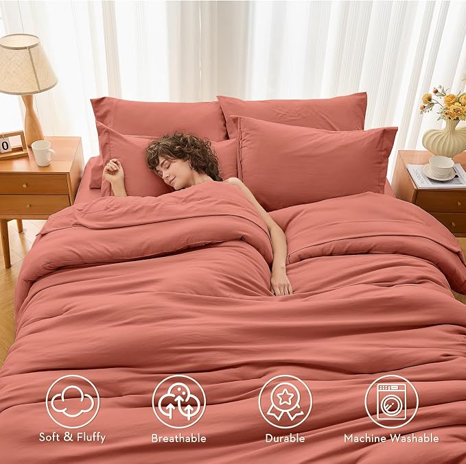 MUXHOMO 7 Pieces Queen Comforter Set, Soft Bed in a Bag Queen Size, All Season - Image 2