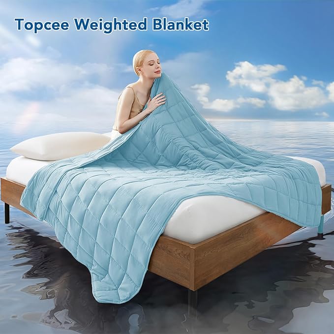 Topcee Weighted Blanket for Adults Twin Size Soft Cooling Heavy Blanket Sleeping - Image 2