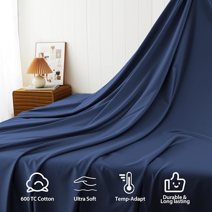 Cotton Flat Sheets Only, 600 TC 100% Cotton Flat Sheet Top Sheet Only, Cal King - Image 4