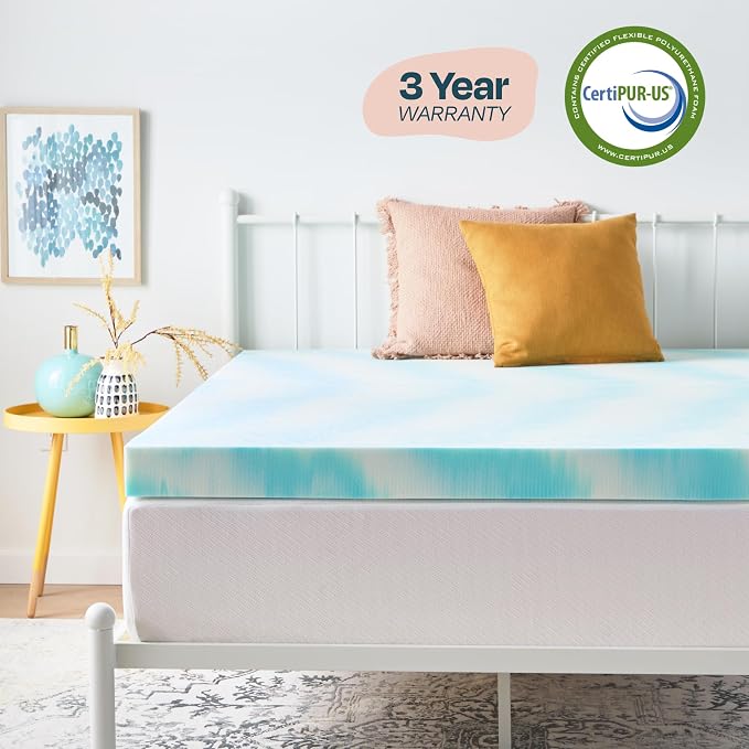 Linenspa 4 Inch Swirl Gel Memory Foam Mattress Topper, California King Size – - Image 6