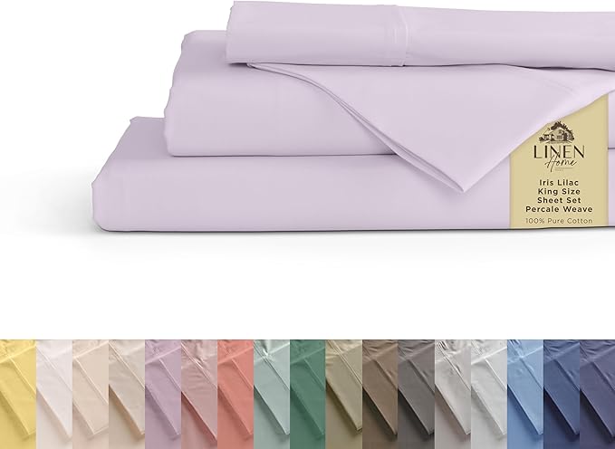 Linen Home 100% Cotton Percale Sheets King Size by LINENHOME