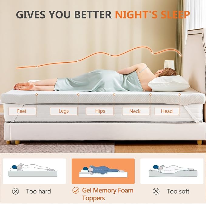 DUMOS 3 Inch Gel Memory Foam Mattress Topper Twin Size, Cooling Breathable - Image 6
