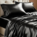 BEDELITE Satin Sheets Queen Size Bed Set, Luxury Soft Black Silky Sheets by BEDELITE