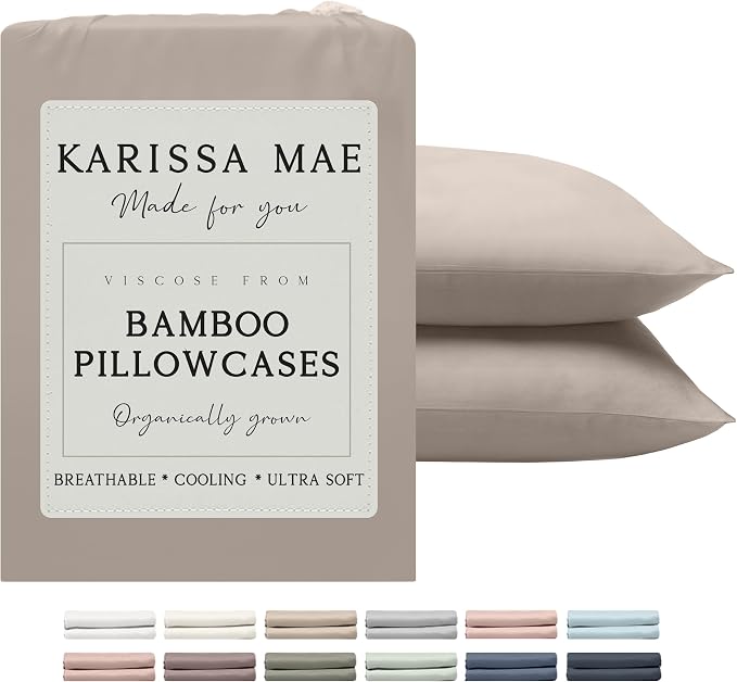 Karissa Mae Cooling Bamboo Viscose King Size Pillowcase Set | 100% FSC by KARISSAMAE