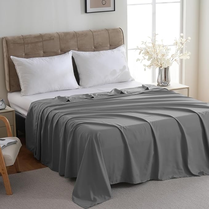 ZPECC King Flat Sheet Only 1 Pack, Durable Dark Gray Top Bed Sheets - Image 3