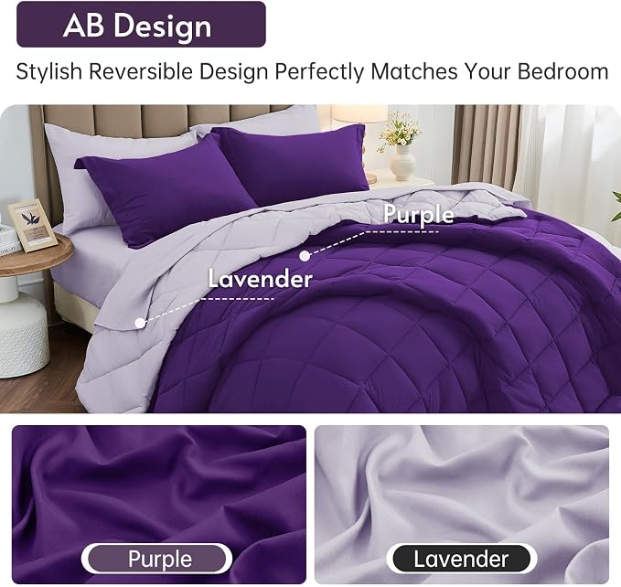 MUXHOMO 7 Pieces Queen Comforter Set, Reversible Bed in a Bag Queen Size - Image 3