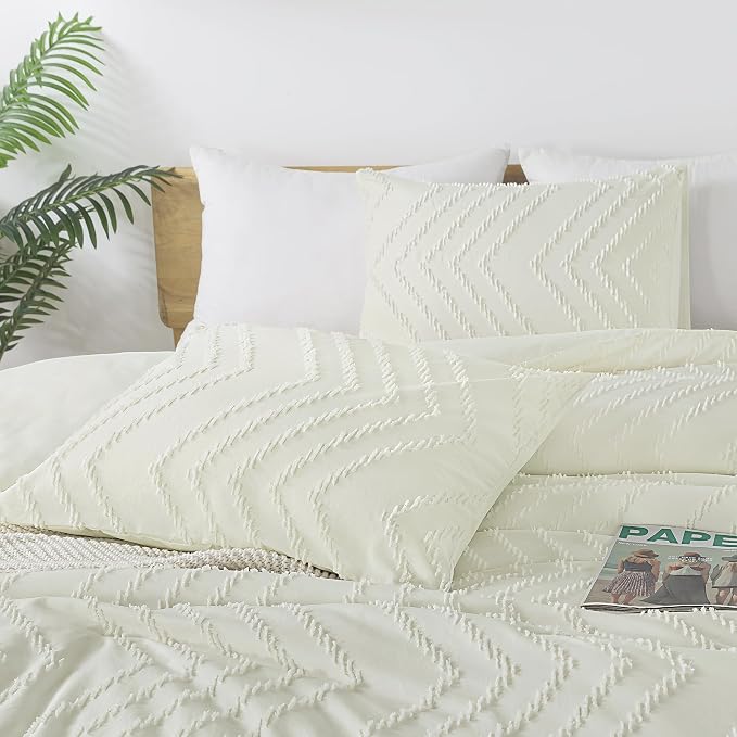 Andency Ivory Comforter Set Full Size, Boho Soft Warm Tufted Bedding Comforter - Image 3