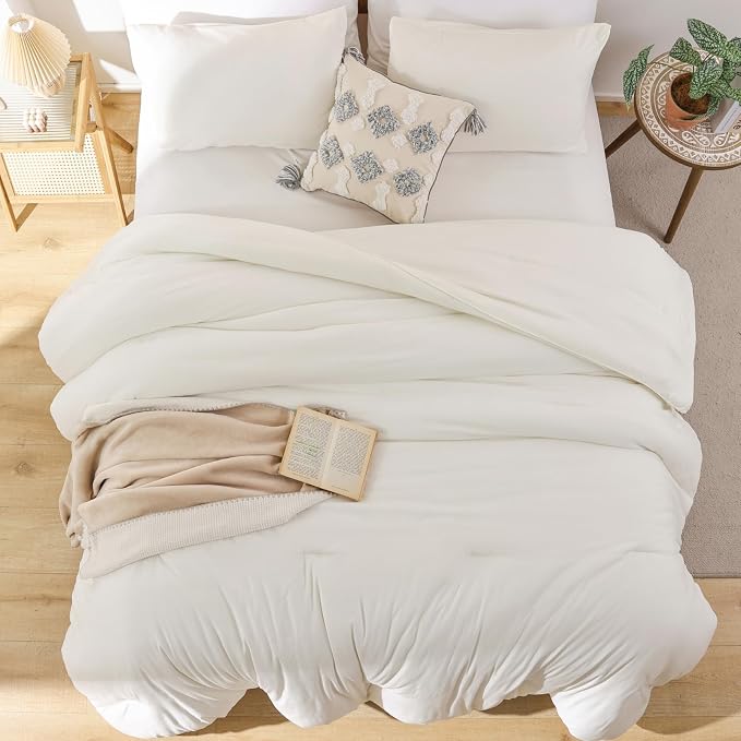 ROSGONIA King Size Comforter Set Ivory - Image 7