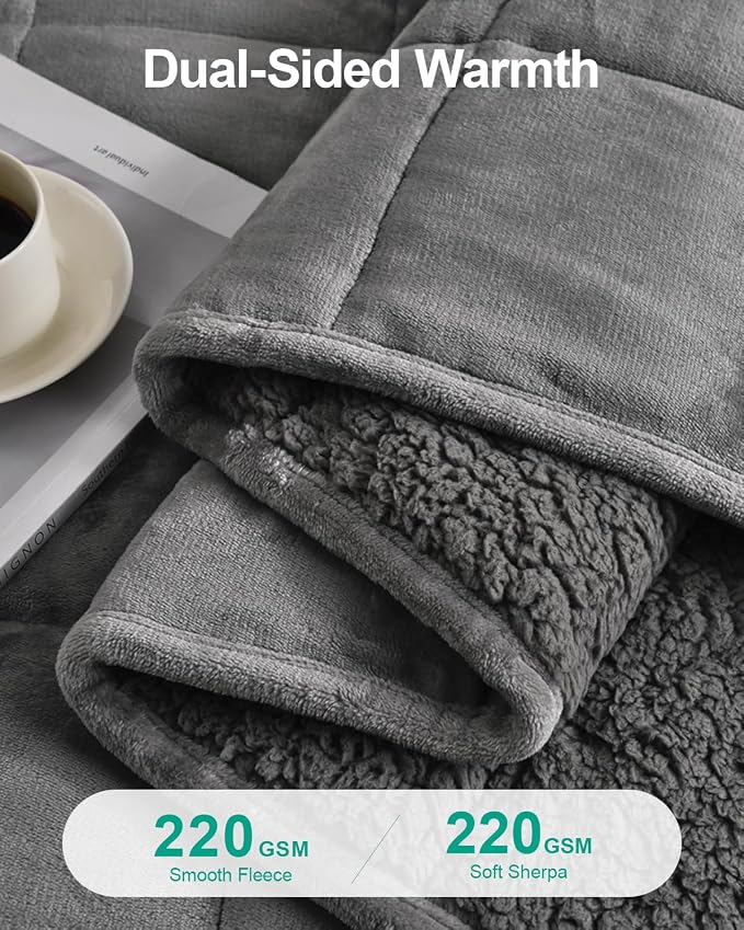 Super Fuzzy Soft Sherpa Fleece Weighted Blanket, 20 lbs Dual Sided Fluffy Heavy - Image 3