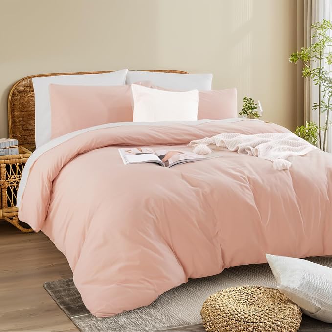 NEXHOME PRO Duvet Cover Set Queen Size Linen Feel Textured Organic Natural 100% - Image 4