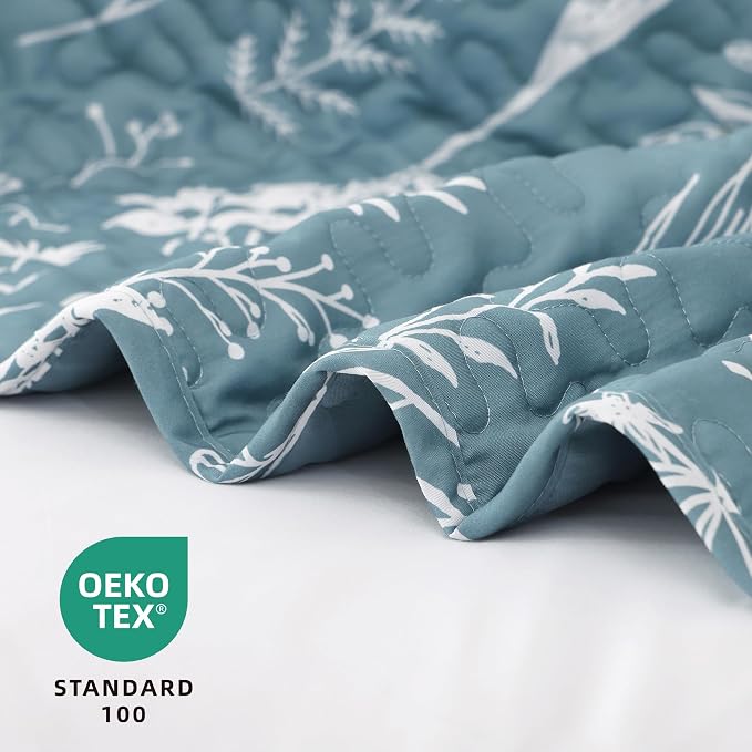 JANZAA Quilt King Size Mineral Blue Quilt Bed Spread Boho Quilt - Image 2