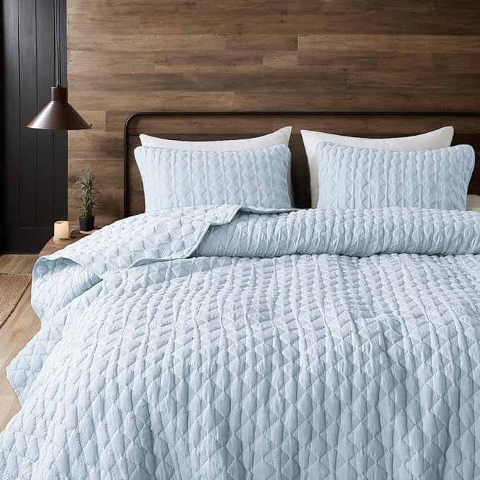 WDCOZY Light Blue Quilt King Size Bedding Set - Image 8