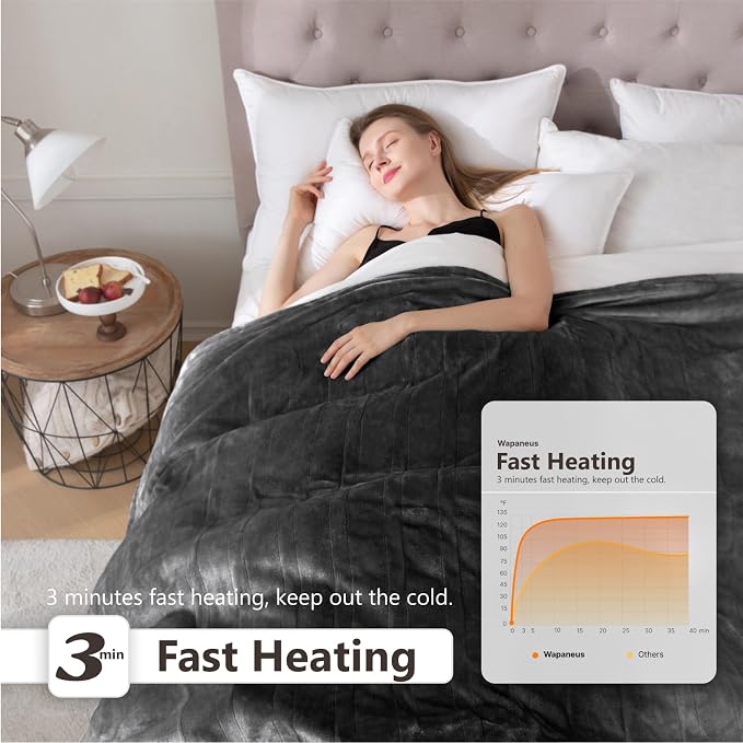 Wapaneus Heated Blanket Full 72" x 84" Electric Throw 10 Heating Levels 12 - Image 7